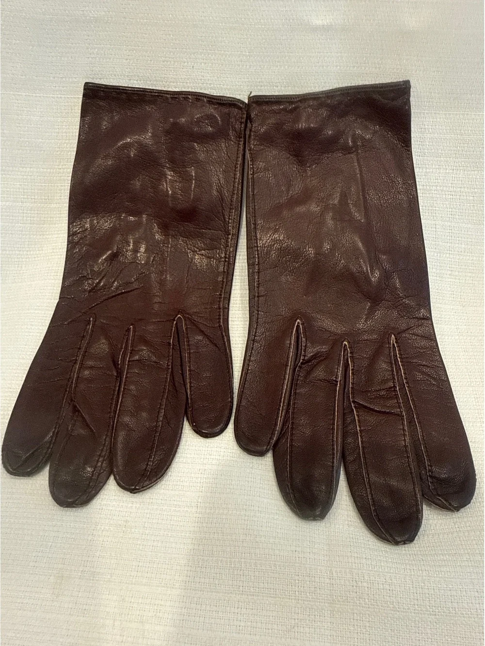 Vintage Brown Leather Gloves with Button Detail Size 6 1/2
